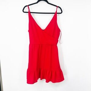 Dress The Population Solange Tiered Mini Dress Red Surplice